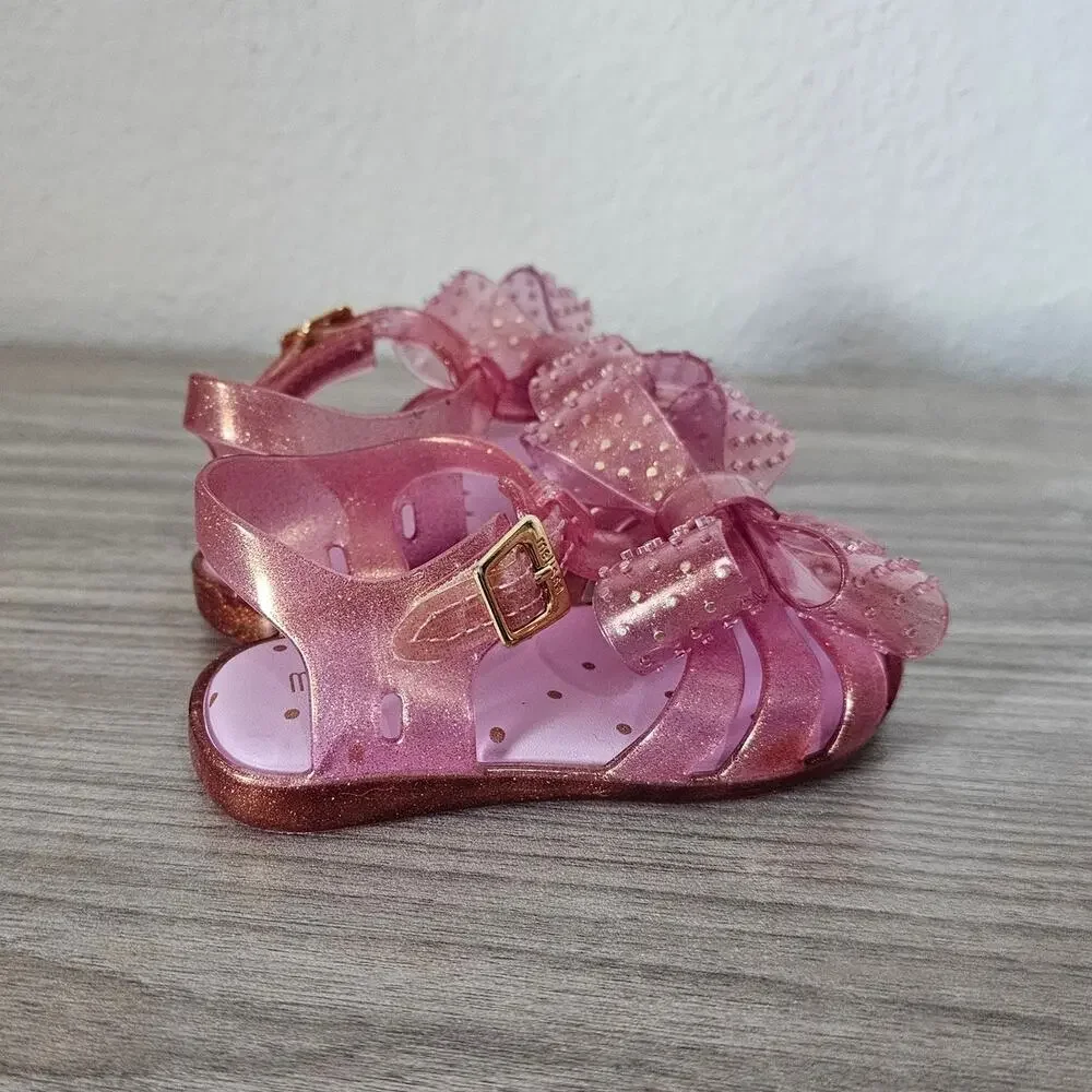 Mini Melissa Aranha ARANHA XIII Pink Glitter Big Bow Studded Toddler Kids 6